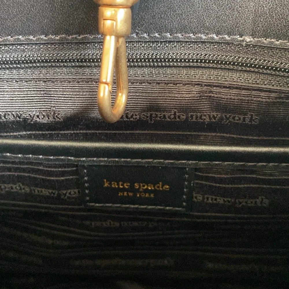 Kate Spade Manhattan Spade Flower Monogram Chenille Small Tote Black Cream Gold - Picture 9 of 15